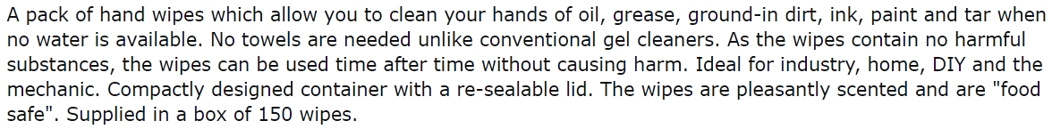 מטליות תעשייתיות לניקוי ידיים PRO POWER PPC197 WIPES TEXT